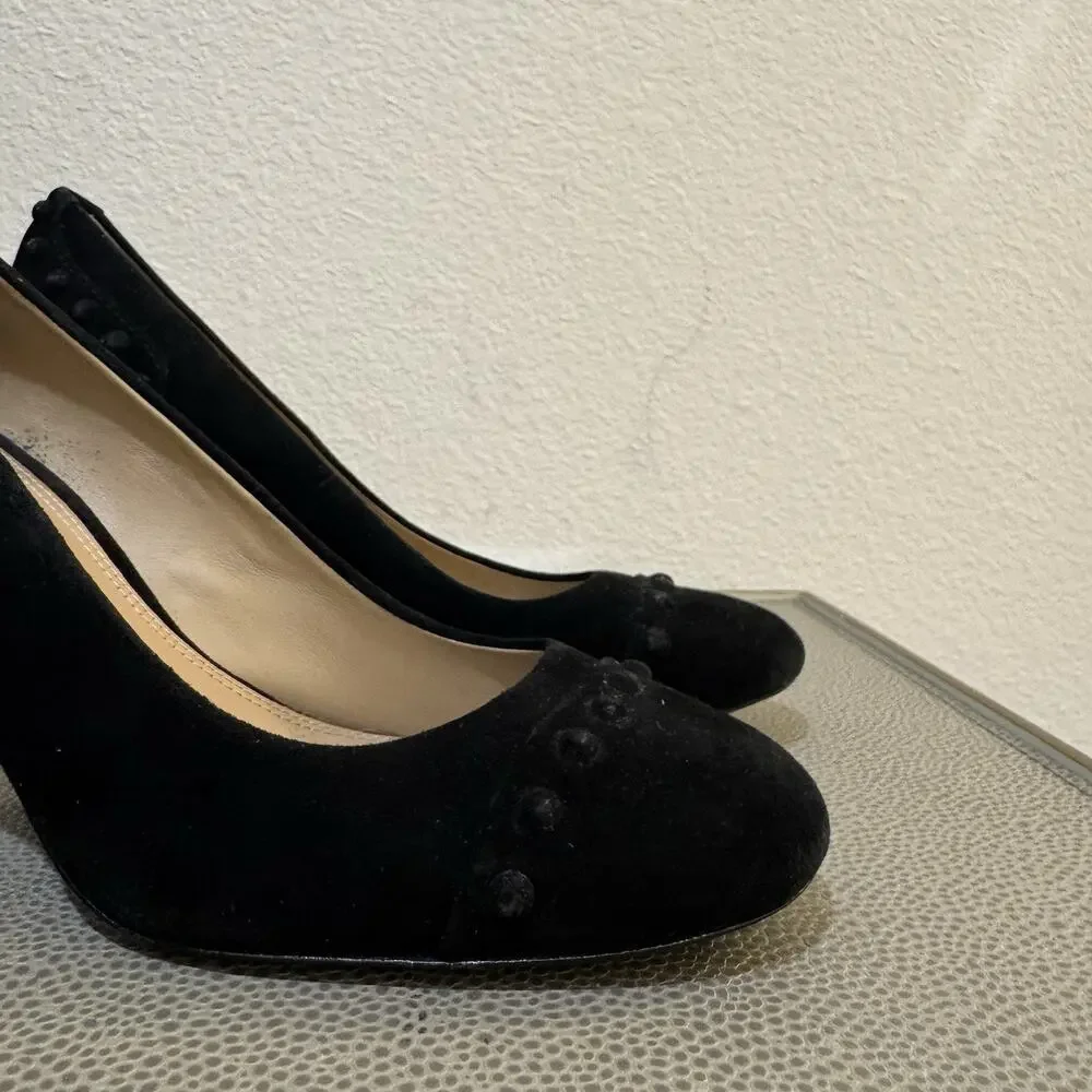 Tory Burch Z4149 Black Colt 85mm Soho Suede Pump Sz 8.5 M